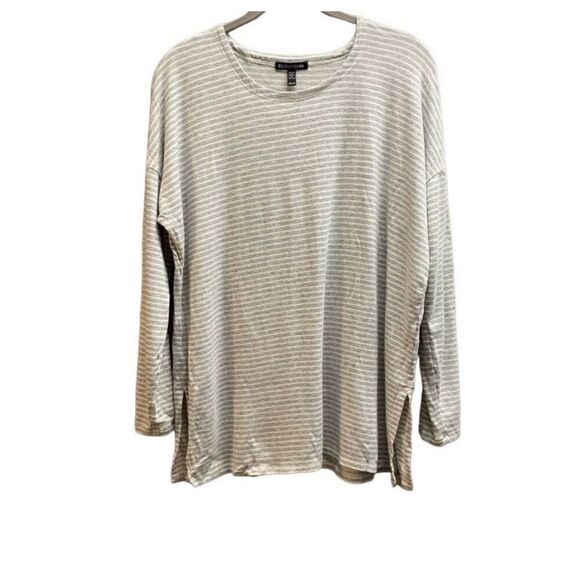 Eileen Fisher women’s striped long sleeve, gray and white top size XS - Picture 1 of 5